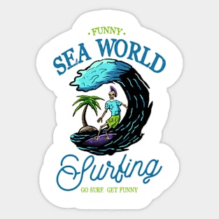 Funny Surfing Sea World Sticker